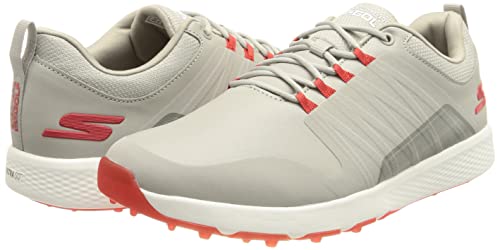 Skechers Men's Elite 4 Victory Spikeless Golf Shoe Sneaker, Gray/Red, 10