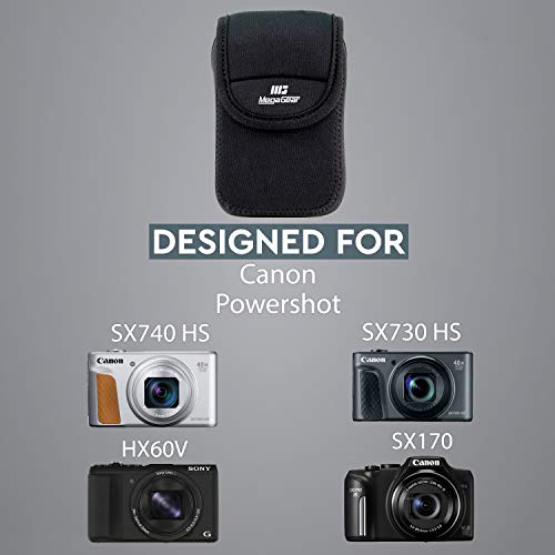 MegaGear MG037 Ultra Light Neoprene Camera Case compatible with Canon PowerShot SX740 HS, SX730 HS, SX720 HS, SX710 HS, SX700 HS, Sony Cyber-shot DSC-HX60V - Black