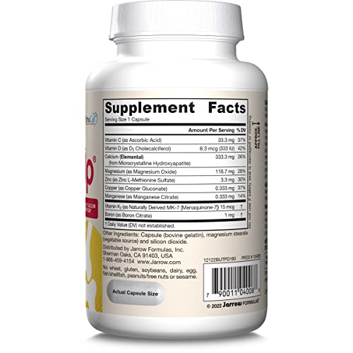 Jarrow Formulas BoneUp Three Per Day - 180 Capsules - Micronutrient Formula for Bone Health - Includes Natural Sources of Vitamin D3, Vitamin K2 (as MK-7) and Calcium - 60 Servings (Packaging May Vary)