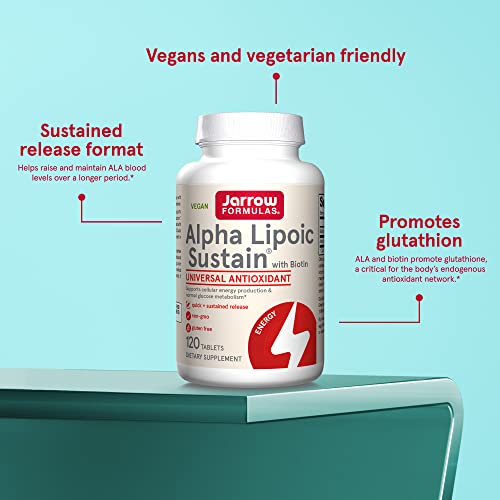 Jarrow Formulas Alpha Lipoic Sustain 300 mg - Antioxidant + Biotin - Glucose Metabolism and Energy Production Support - Releases ALA Over Longer Period - Up to 120 Servings (PACKAGING MAY VARY)