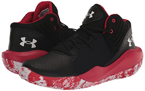 Under Armour Unisex Jet '21 Basketball Shoe, (002) Black/Red/White, 14 US Men