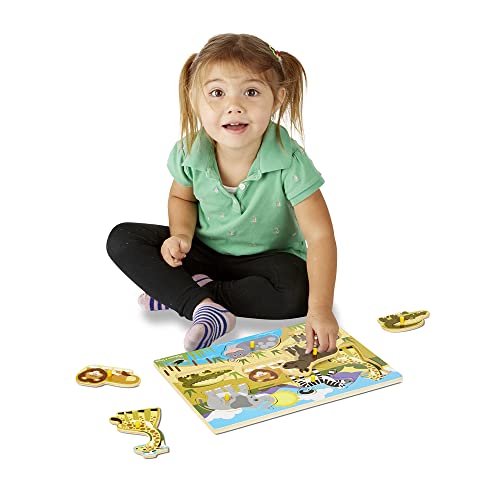 Melissa and Doug Safari Wooden Peg Puzzle (7 pcs)