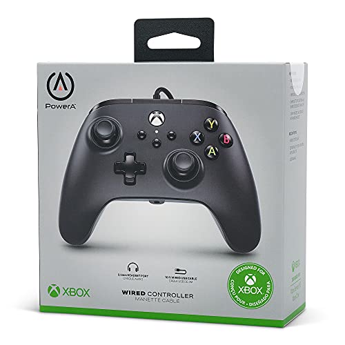 PowerA Wired Controller for Xbox Series X|S - Black, gamepad, video game controller, gaming controller, works with Xbox One and Windows 10/11