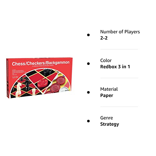 Pressman Chess / Checkers / Backgammon - 3 Games in One with Full Size Staunton Chess Pieces and Interlocking Checkers, 15.62 x 8.00 x 1.50 Inches