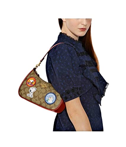 COACH Peanuts Teri Crossbody Bag With Snoopy Patches Khaki Redwood