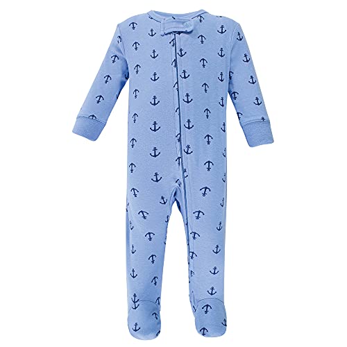 Hudson Baby Unisex Baby Cotton Sleep and Play Blue Whales, 0-3 Months