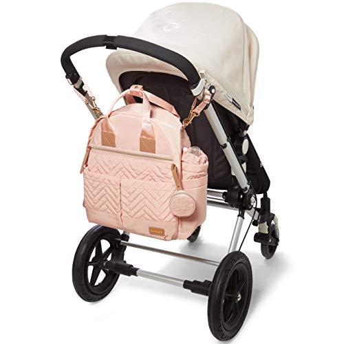 Skip Hop Diaper Bag Backpack: Suite 6-in-1 Diaper Backpack Set, Multi-Function Baby Travel Bag with Changing Pad, Stroller Straps, Bottle Bag and Pacifier Pocket, Blush