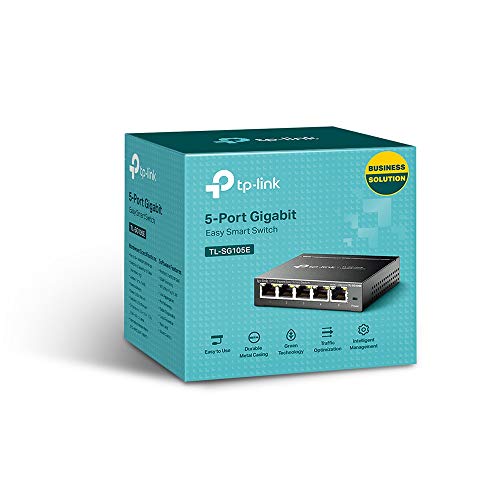 TP-Link 5 Port Gigabit Switch | Easy Smart Managed | Plug and Play | Limited Lifetime Protection | Desktop/Wall-Mount | Shielded Ports | Support QoS, Vlan, IGMP and Link Aggregation (TL-SG105E)