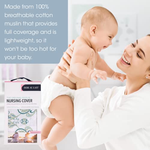 Bebe au Lait Nursing Cover, Apron, Shawl, Privacy Covers for Breast Feeding and Pumping, Breastfeeding Cover for Mom, Soft, and Breathable Muslin Cotton, Full Coverage, One Size Fits All - Isla