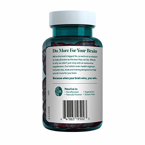 NEURIVA Plus Brain Supplement for Memory,Focus and Concentration+Cognitive Function with Vitamins B6 and B12 and Clinically Tested Nootropics Phosphatidylserine and Neurofactor,50ct Strawberry Gummies