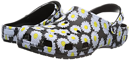 Crocs Unisex- Adult Classic Printed Floral Clogs, Black Daisy, 6 Women/4 Men