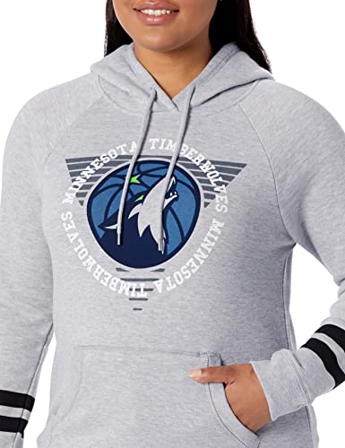 Ultra Game NBA Minnesota Timberwolves Womens Soft Fleece Pullover Hoodie Sweatshirt With Varsity Stripe, Heather Gray, Small