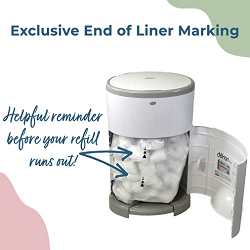 Dekor Classic Diaper Pail Biodegradable Refills | 2 Count | Most Economical Refill System | Quick and Simple to Replace | No Preset Bag Size – Use Only What You Need | Exclusive End-of-Liner Marking