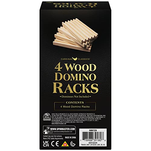 Wood Domino Racks, Set of 4 Trays for Mexican Train and Other Dominoes Games, for Families and Kids Ages 8 and up