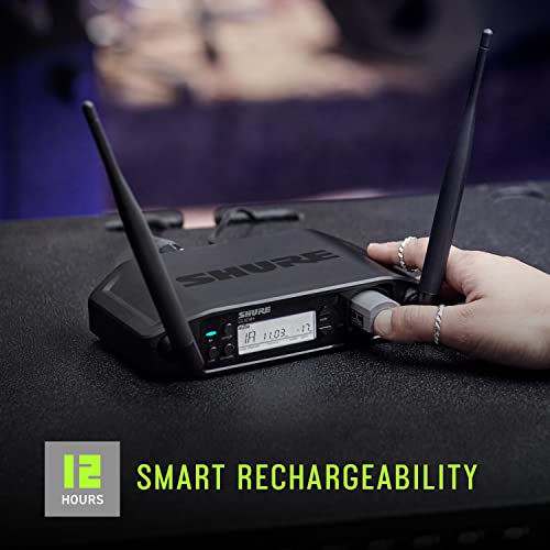 Shure GLX-D+ Dual Band Pro Digital Wireless Bodypack Transmitter - 300 ft Range, 12 hr Battery, On/Off Switch, Belt Clip, TA4F (TQG), for use with GLXD+ Systems - Receiver Sold Separately (GLXD1+=-Z3)