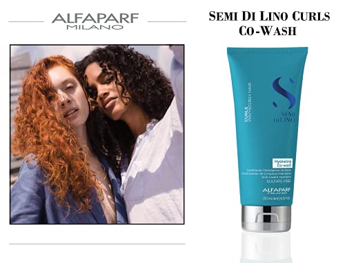 Alfaparf Milano Semi Di Lino Curls Hydrating Sulfate Free Co-Wash for Wavy and Curly Hair - Hydrates and Nourishes - Reduces Frizz - Protects Against Humidity - Vegan-Friendly Formula - 6.76 fl. oz.