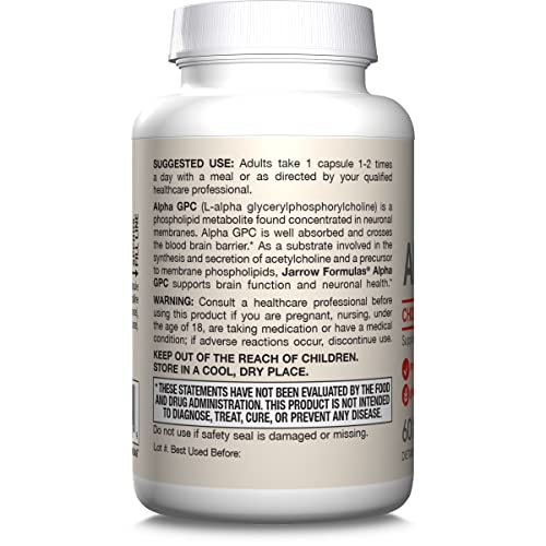 Jarrow Formulas Alpha GPC 300 mg - 60 Veggie Capsules - Supports Brain Function - Up to 60 Servings (Packaging May Vary)