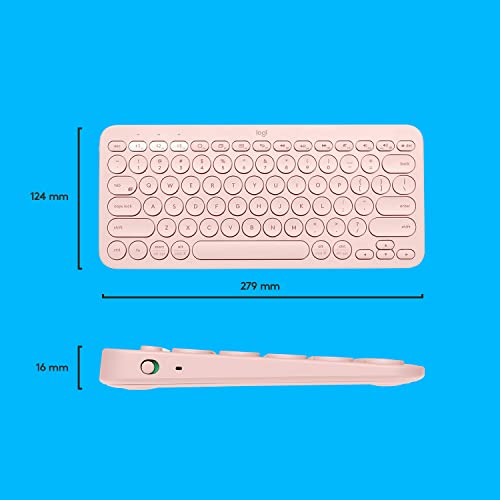 Logitech K380 Wireless Multi-Device Keyboard for Windows, Apple iOS, Apple TV android or Chrome, Bluetooth, Compact Space-Saving Design, PC/Mac/Laptop/Smartphone/Tablet - Rose