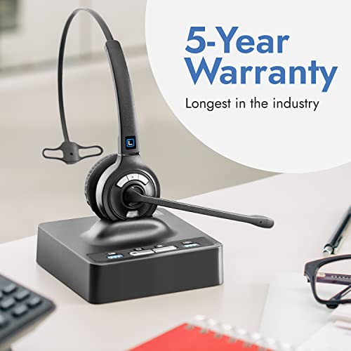 Leitner LH270 Wireless Office Headset with Mic - Computer and Telephone Headset - Phone Headsets for Office Phones – Single-Ear Premium Lite