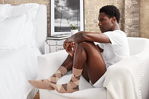 POLO RALPH LAUREN Men's Assorted Pattern Dress Crew Socks 4 Pair Pack - Soft and Lightweight Cotton Comfort, Blue, 6-12.5