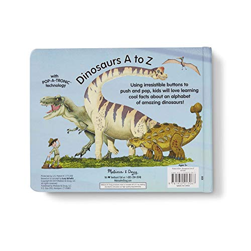Melissa and Doug Children's Book - Poke-A-Dot: Dinosaurs A to Z (Board Book with Buttons to Pop) - Dinosaur Pop It Book, Push Pop Book For Toddlers And Kids Ages 3+