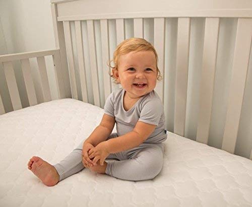 Sealy Stain Protection Waterproof Fitted Toddler Bed and Baby Crib Mattress Pad Cover Protector, Noiseless, Machine Washable and Dryer Friendly 52' x 28' - White