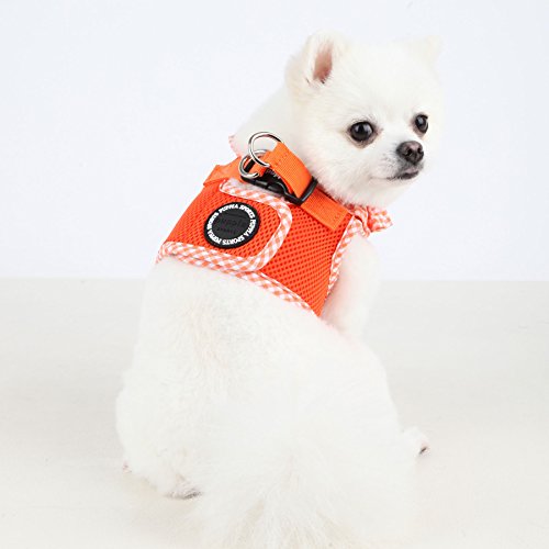 Puppia Vivien Vest Dog Harness Step-in All Season Mesh Cute No Pull No Choke Walking Training for Small Dog, Orange, Large