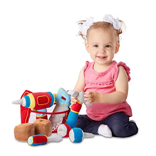 Melissa and Doug Toolbox Fill and Spill Toddler Toy With Vibrating Drill (9 pcs)