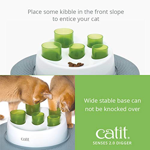 Catit Senses 2.0 Digger Interactive Cat Toy, All Breed Sizes, Green,White, 1-Pack