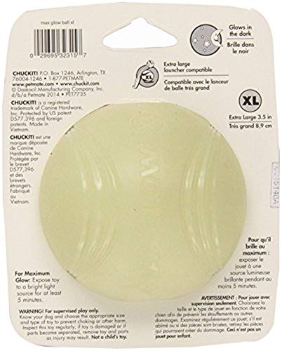 Chuckit! Max Glow Ball Dog Toy, Extra Large (3.5 Inch Diameter) for dogs 100+ lbs, Pack of 17