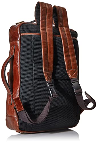 Fossil Men's Buckner Leather Small Convertible Travel Backpack and Briefcase Messenger Bag, Cognac , (Model: MBG9483222)