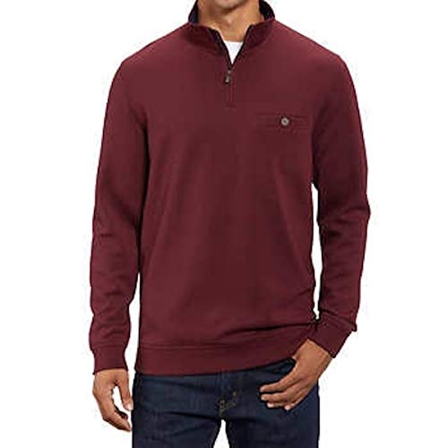 Kirkland Signature Men's Long Sleeve 1/4 Zip Pullover (Maroon, Medium)