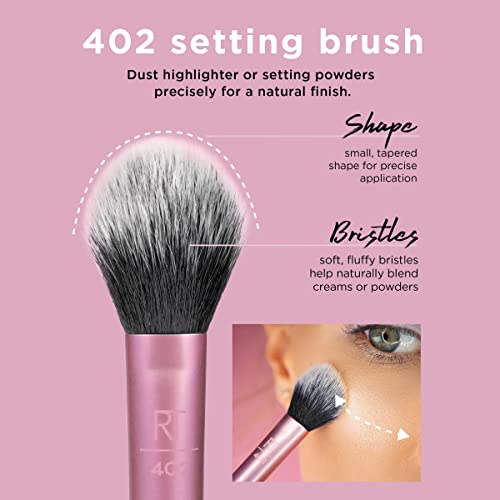 Real Techniques Everyday Essentials Kit, Makeup Brushes and Makeup Blending Sponge, Makeup Tools For Foundation, Blush, Bronzer, and Eyeshadow, Synthetic Bristles, 5 Piece Set