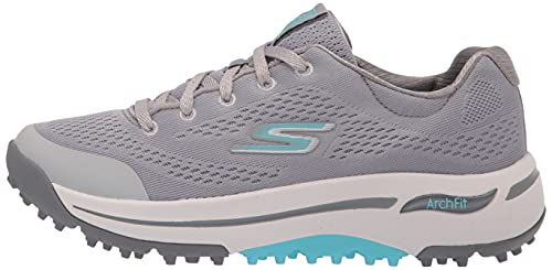 Skechers Women's Go Arch Fit Golf Shoe, Gray/Blue, 6.5