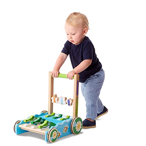 Melissa and Doug First Play Chomp and Clack Alligator Wooden Push Toy and Activity Walker - Pretend Play Developmental Baby Push Walker Toy For Toddlers Ages 1+, 1 EA