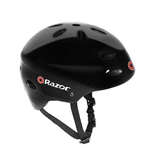 Razor V17 Childrens Bike/Scooter/Skateboard Helmet, Glossy Black | 97780 (Used)