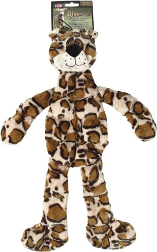 SPOT Ethical Skinneeez Tons-O-Squeakers 20-Inch Stuffingless Toy For Dog (Styles may vary), Leopard