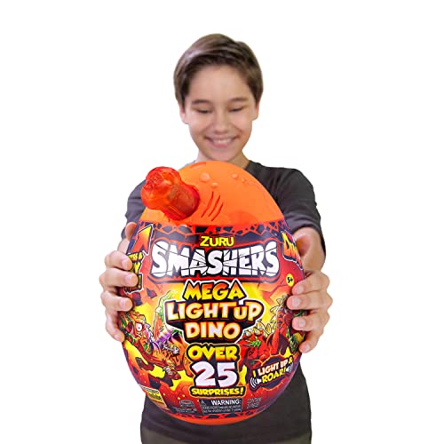 Smashers Mega Light Up Dino Spinosaurus Series 4 by ZURU - Collectible Egg with Over 25 Surprises, Volcano Slime, Fossil Toy, Dinosaur Toy, Toys for Boys and Kids (Spinosaurus)