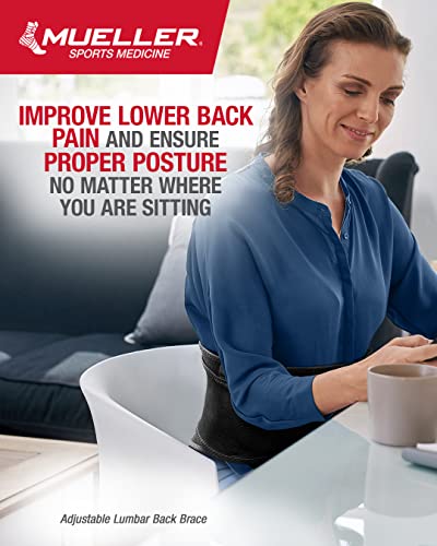 MUELLER Sports Medicine Lumbar Back Brace, Lower Back Support Belt, For Men and Women, Black, Plus Size (50-70 inches)