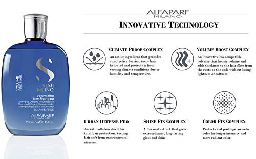 Alfaparf Milano Semi Di Lino Volume Shampoo For Fine Hair – Sulfate Free Volumizing Low Shampoo - Adds Intense Volume, Thickness and Body - Anti-Frizz - Professional Salon Quality - 8.45 fl. Oz.