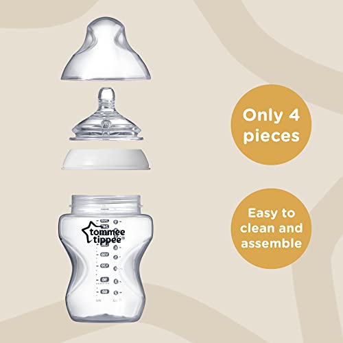 Tommee Tippee Closer to Nature Baby Bottles Slow Flow Breast-Like Nipple with Anti-Colic Valve (9oz, 2 Count)
