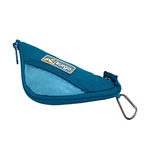 Kurgo Zippy Bowl, Collapsible Travel Dog Bowl, Pet Food and Hiking Water Bowl, Machine Washable Bowl for Dogs, Travel Accessories for Pets, BPA Free, Carabiner ,Blue