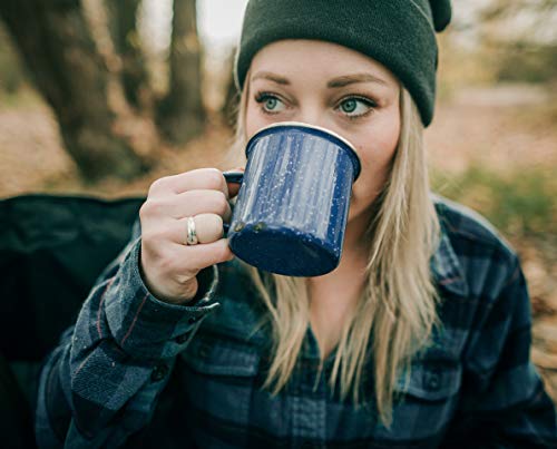 Stansport 8 Cup Enamel Percolator with Four Enamel Mugs, 12-Ounce, Blue
