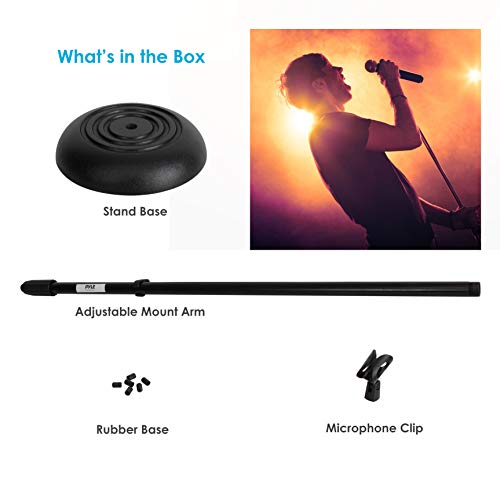 PYLE-PRO Microphone Stand - Universal Mic Mount with Heavy Compact Base, Height Adjustable (2.8’ - 5’ ft.) - PMKS5