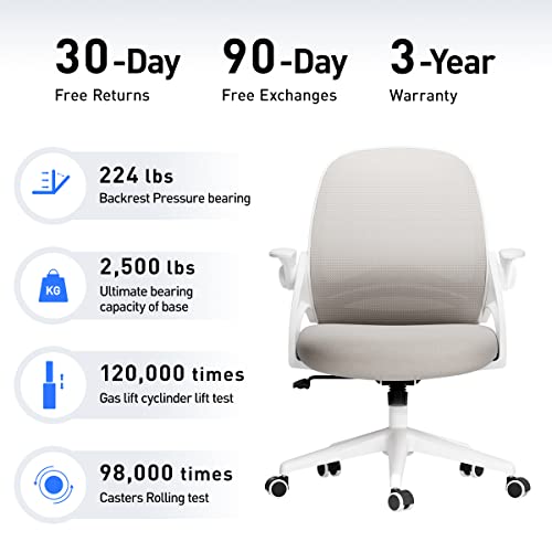 Hbada Home Office Chair Work Desk Chair Comfort Ergonomic Swivel Computer Chair with Flip Up Arms and Adjustable Height, Beige