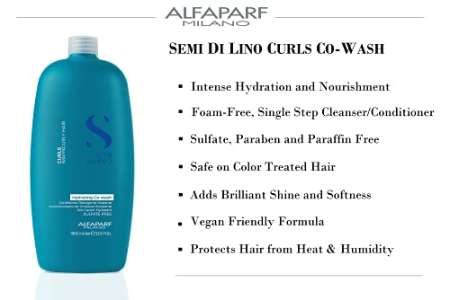 Alfaparf Milano Semi Di Lino Curls Hydrating Sulfate Free Co-Wash for Wavy and Curly Hair - Hydrates and Nourishes - Reduces Frizz - Protects Against Humidity - Vegan-Friendly Formula - 33.8 fl. oz.