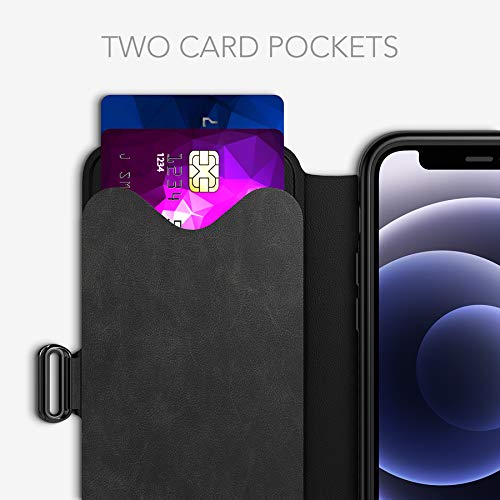 tech21 Evo Wallet Phone Case for Apple iPhone 12 Mini 5G with 12 ft. Drop Protection, Black