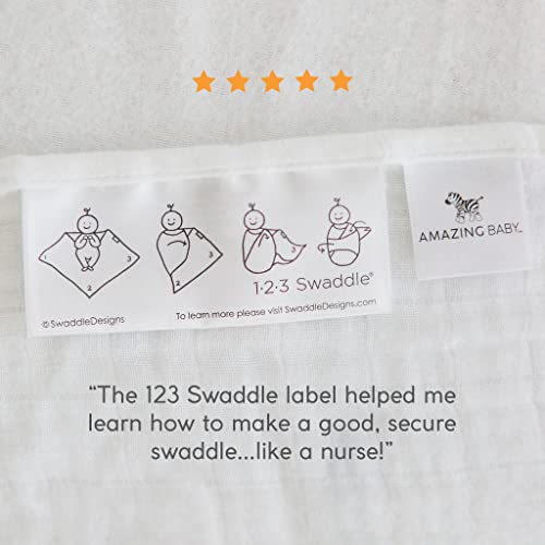 Amazing Baby Muslin Swaddle Blanket, Premium Cotton, Little Feather, Gray and Soft Black, 1 pack