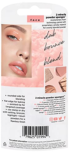 Real Techniques Miracle Powder Sponge, Makeup Blending Sponge For Powder Products, Set Makeup For Natural Finish and Cloud Skin, Buildable Coverage, Velvet Material, Packaging May Vary, 2 Count