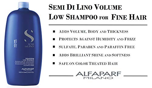 Alfaparf Milano Semi Di Lino Volume Shampoo For Fine Hair – Sulfate Free Volumizing Low Shampoo - Adds Intense Volume, Thickness and Body - Anti-Frizz - Professional Salon Quality - 33.8 fl. Oz.